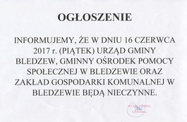 Ilustracja do artykułu: 16 czerwca Urząd Gminy nieczynny
