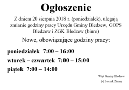 Ilustracja do artykułu: Zmiana godzin pracy Urzędu Gminy