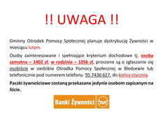 Ilustracja do artykułu: Dystrybucja żywności przez Gminny Ośrodek Pomocy Społecznej w Bledzewie