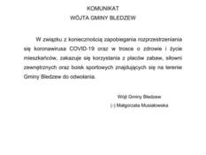 Ilustracja do artykułu: Komunikat Wójta Gminy Bledzew