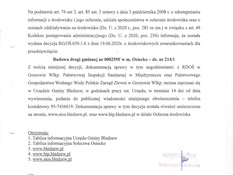 Ilustracja do artykułu: Obwieszczenie Wójta Gminy Bledzew z dnia 19.06.2020r. znak RG.OS. 650.1.7.2020 o wydaniu decyzji o środowiskowych uwarunkowaniach dla przedsięwzięcia: Budowa drogi gminnej nr 000259F w m. Osiecko – dz. nr 214/1