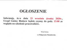 Ilustracja do artykułu: Ogłoszenie dotyczące pracy urzędu w dniu 23 września 2020 roku