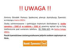 Ilustracja do artykułu: Dystrybucja żywności przez Gminny Ośrodek Pomocy Społecznej w Bledzewie