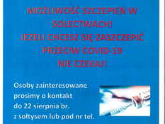 Ilustracja do artykułu: UWAGA MIESZKAŃCY! MOŻLIWOŚĆ SZCZEPIEŃ W SOŁECTWACH.