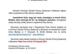 Ilustracja do artykułu: Ogłoszenie o naborze uczestników do Klubu Seniora w Bledzewie