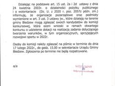 Ilustracja do artykułu: Ogłoszenie Wójta  Gminy  Bledzew z dnia 2 lutego 2022 r. w sprawie zgłaszania kandydatów do komisji konkursowej